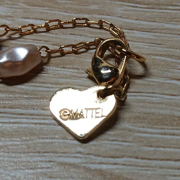 Mattel Barbie Pink with Gold Tone Necklace/Choker Vintage Jewelry #94 - Picture 5 of 7